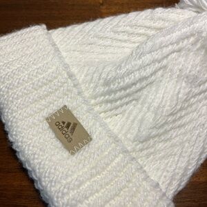 Adidas White Knit Pom-Pom Beanie